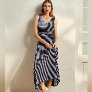 Boden Sienna Jersey Maxi Dress Navy Striped Size 14 P Petite Nautical preppy
